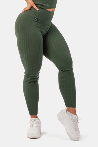 Леггинсы ORGANIC COTTON RIBBED HIGH-WAIST LEGGINGS 405 Зеленые