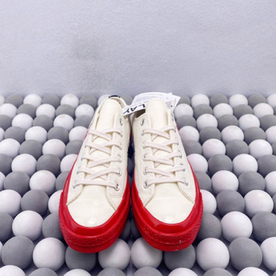 Кеды Converse Comme des Garcons Play белые низкие с красной подошвой