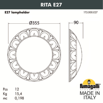 Светильник настенный Fumagalli RITA 1T3.000.000.BYE27