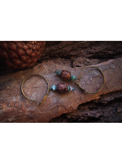 Бохо-серьги на кольцах &quot;Моховый бор&quot;