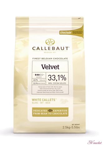 Бельгийский белый шоколад Velvet Callebaut 33,1 %. 250гр