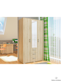 Шон-12 Шкаф распашной с зеркалом 2100х1200х540 Сонома