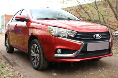 Защита радиатора Lada Vesta 2015- / Vesta SW 2017- (2 части) black низ