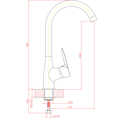 443406 Смеситель для кухни ZOLLEN HOF (арт.НО74410732)высокий излив, карт. 35мм