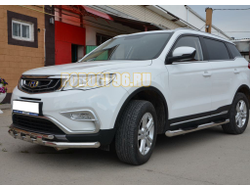 Защита переднего бампера с перемычками d60/42 для Geely Atlas 2018-