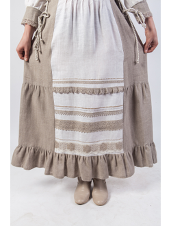 Платье льняное длинное в русском стиле перед