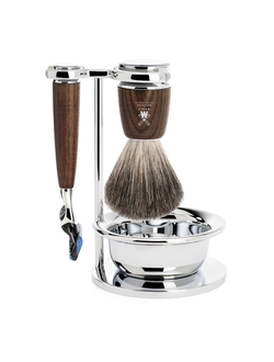 Бритвенный набор Muehle Rytmo, ясень, натуральный барсучий ворс, бритва Fusion, чаша