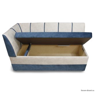 Кухонный ДИВАН "ФОРУМ-8" с боковой спинкой, Синий/Слоновая кость Левый