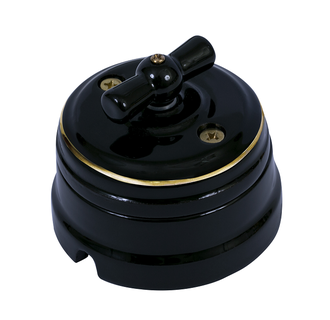 Ретро выключатель черный/золото (мезонин)