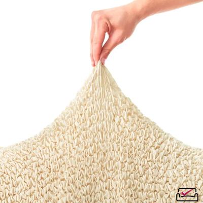 Чехол на классический угловой диван Микрофибра Ваниль. Защита мягкой мебели от животных. РОССИЯ