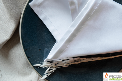 Текстильная салфетка для ресторана 45*45см, белая, евроуголок, без рисунка - 50шт