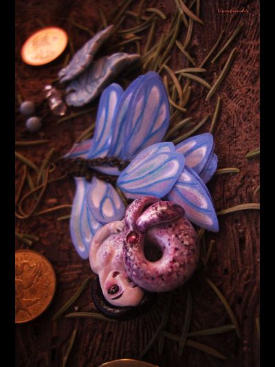 Брошь в технике скульптурной миниатюры &quot;Русалочка - Морская Роза&quot; с натуральным рубином