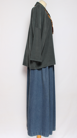 Рубашка вельветовая "Спущенный рукав" графит р.46-52