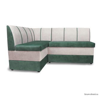 Кухонный Угловой диван "Форум-8" Зеленый/Слоновая кость Левый