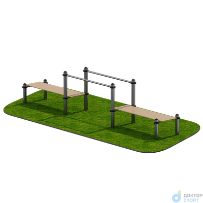 Низкие брусья с двумя скамьями