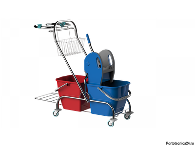 Двухведерная уборочная тележка Катарина + держатель для мусорного мешка на 120л