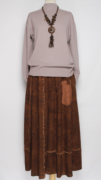 ЮБКА "Веточки винтажная" терракотовая  до р.52