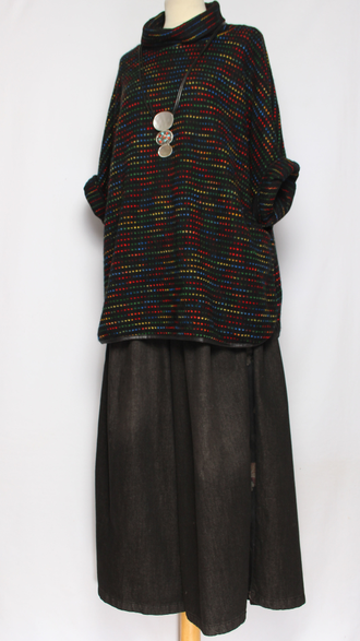 ДЖЕМПЕР БОХО "КИМОНО" пёстрый т.хаки, черный, графит, джинс до р.56