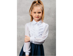 Д 5265 Блузка длинный рукав Рюши, шифон р.116-158