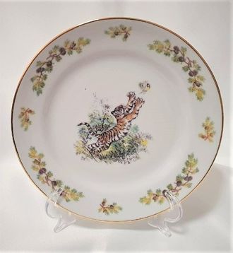 Тарелка &quot;Тигренок и синица&quot; 15см. Серия &quot;Амурский тигр.&quot;