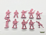 Пехотинцы 9 фигур - 45 мм - коричневый полиэтилен. Читайте описание.