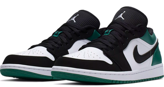 Nike Air Jordan Retro 1 Low Black White Og Черные, белые и зеленые