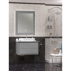 Мебель для ванной Opadiris Луиджи 90 серый матовый, со столешницей и накладной раковиной "ONE"