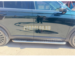 Пороги с накладным листом Папа Тюнинг d53 для CHERY Tiggo 9 2024-