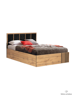 Либерти 51.26 Кровать универсальная (ортопед 5Н или подъемник) (дуб вотан / черный / ткань велюр монако черный) (без основания)