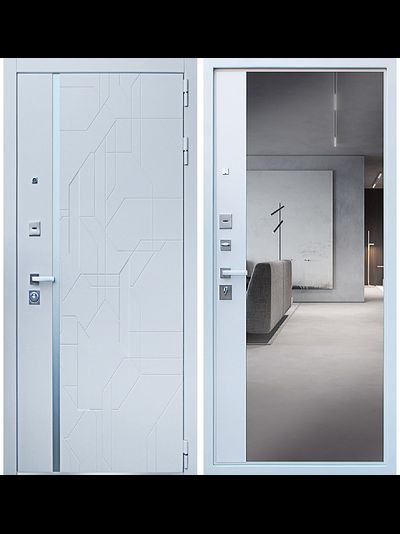 Входная белая дверь Эверест с зеркалом