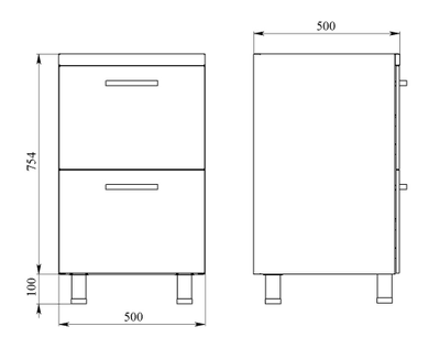 Тумба металлическая с ящиками на опорах ТМЯ-2.0 Люкс