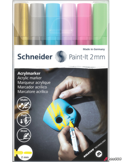 Набор маркеров акриловых Schneider "Paint-it 310", 2мм, ассорти, 6шт. 120196