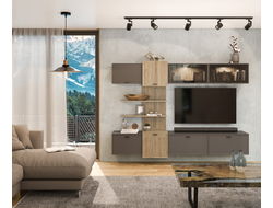 Композиция гостиной СТЕЛЛА Серый Оникс/Гикори Джексон светлый