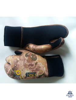 Рукавицы неопреновые 9мм AquaDiscovery 3х-палые "Camo" ОП р.S