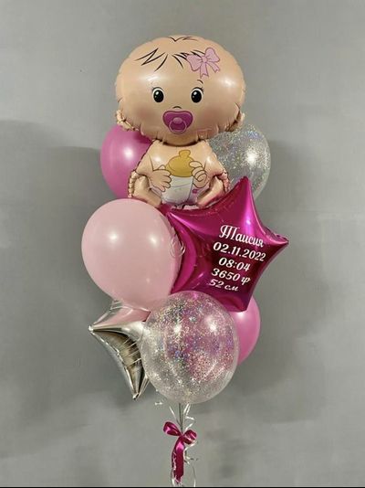 НАБОР ШАРОВ С ГЕЛИЕМ НА ВЫПИСКУ ДЛЯ ДЕВОЧКИ №129