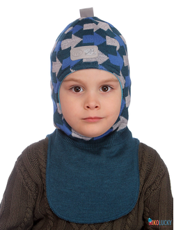 Шапка-шлем 20201-06, цвет синий, ярко-синий, серый, р. 48-50