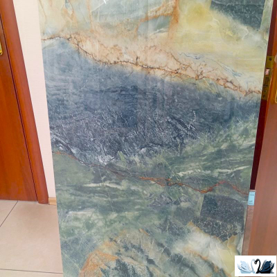 Керамогранит Fusure Ceramic FSS12041 60х120 см. Реальное фото. Гамма цвета от зеленого до цвета моря