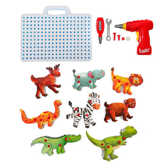 Конструктор мозаика с электродрелью "Зоодрель" BeeZee Toys