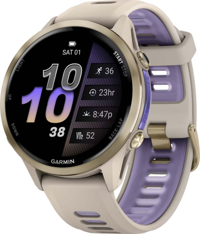 Часы Garmin Forerunner 970 Soft Gold Titanium French Grey / Translucent Indigo