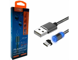 2009754548514	USB кабель Lider Mobile MX-CB37 магнитный 360°, LED, в оплётке Type-C, 1м
