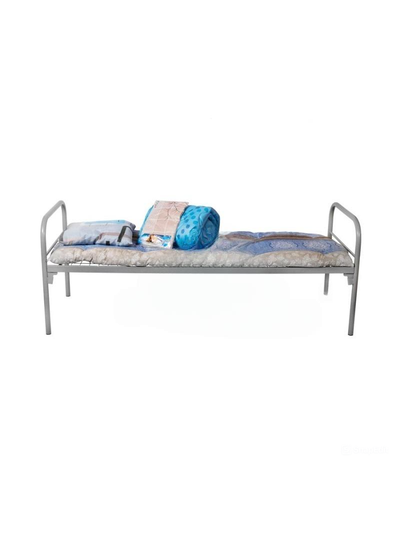 Кровать металлическая одноярусная "Бюджет +2"КА-1-1 (800х1900, сетка 50х50, 2 перемычки), цвет серый