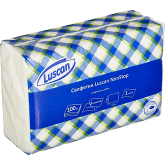 Салфетки бумажные Luscan NonStop 1 слой, белые 100л/пач