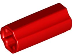 Technic, Axle Connector 2L Smooth with x Hole + Orientation, Red (6538c / 4513174)
