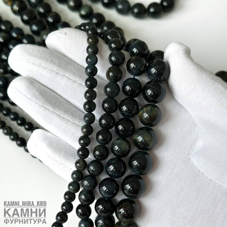 Соколиный глаз шары 6,2-6,4/8,1-8,6/10-10,6/12-12,6 мм, цена за нить 19 см