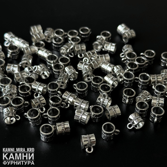 Бейл средний "Барабан" 6,8х9,2 мм отверстие 5 мм цвет серебро, цена за штуку