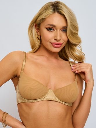 Clarissa beige silk and mesh