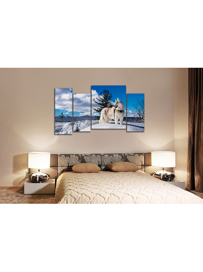 Модульная картина "Снежная лайка"