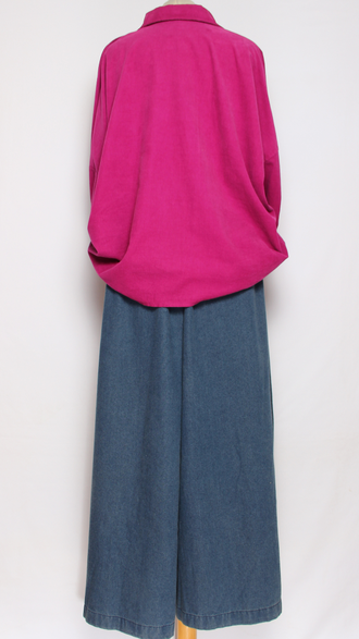 Рубашка вельветовая "Спущенный рукав"фуксия р.46-52