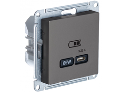 Розетка с USB С высокоскоростная 65 ВТ, сталь - Systeme Electric - AtlasDesign - ATN000927