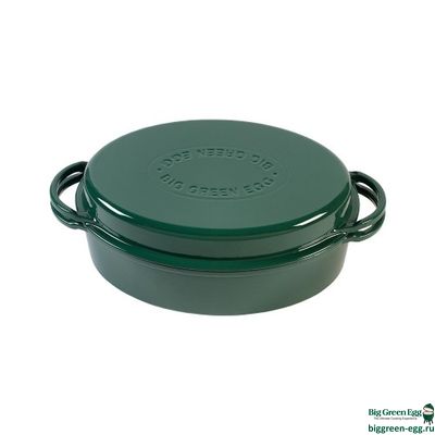 Духовка голландская чугунная овальная д/гриля, 5.2 л, крышка, цвет зеленый